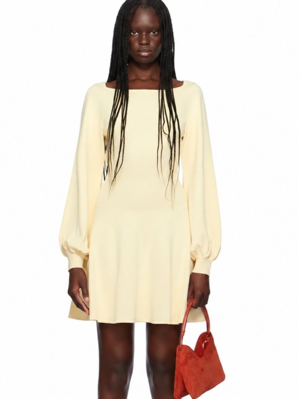 STAUD Buttercream Long Sleeve Knit Mini Dress - XS (could also fit S)